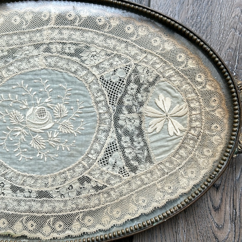 Vintage Glass Brass Perfume Tray - Picture 6 of 10